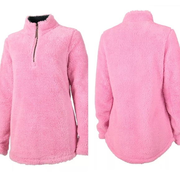 Charles River Apparel Pink Fleece Cozy Sherpa 1/4 Zip Popover Jacket SIZE XL - Picture 3 of 12